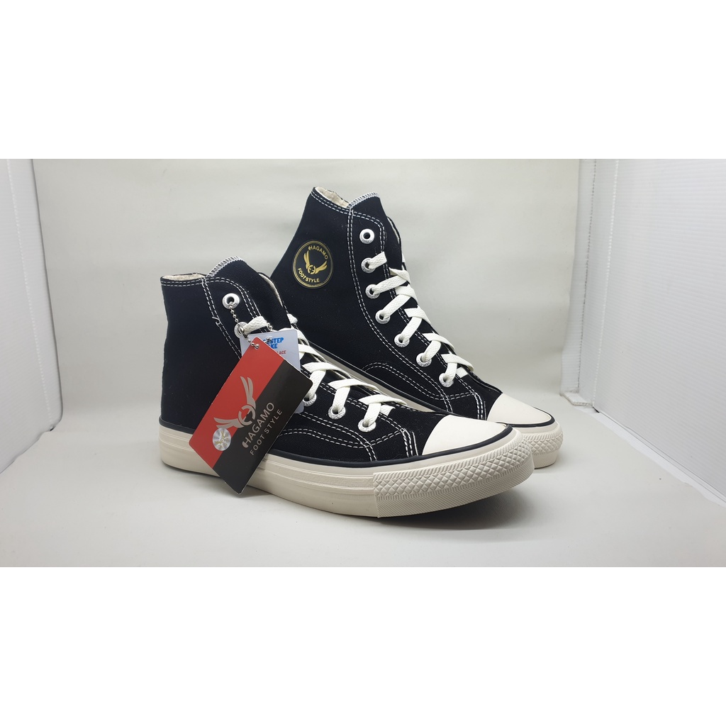 HAGAMO INDONESIA - HAGAMO GALAXY HIGH BLACK & WHITE - Sepatu Sneakers Casual Original Brand Lokal - 