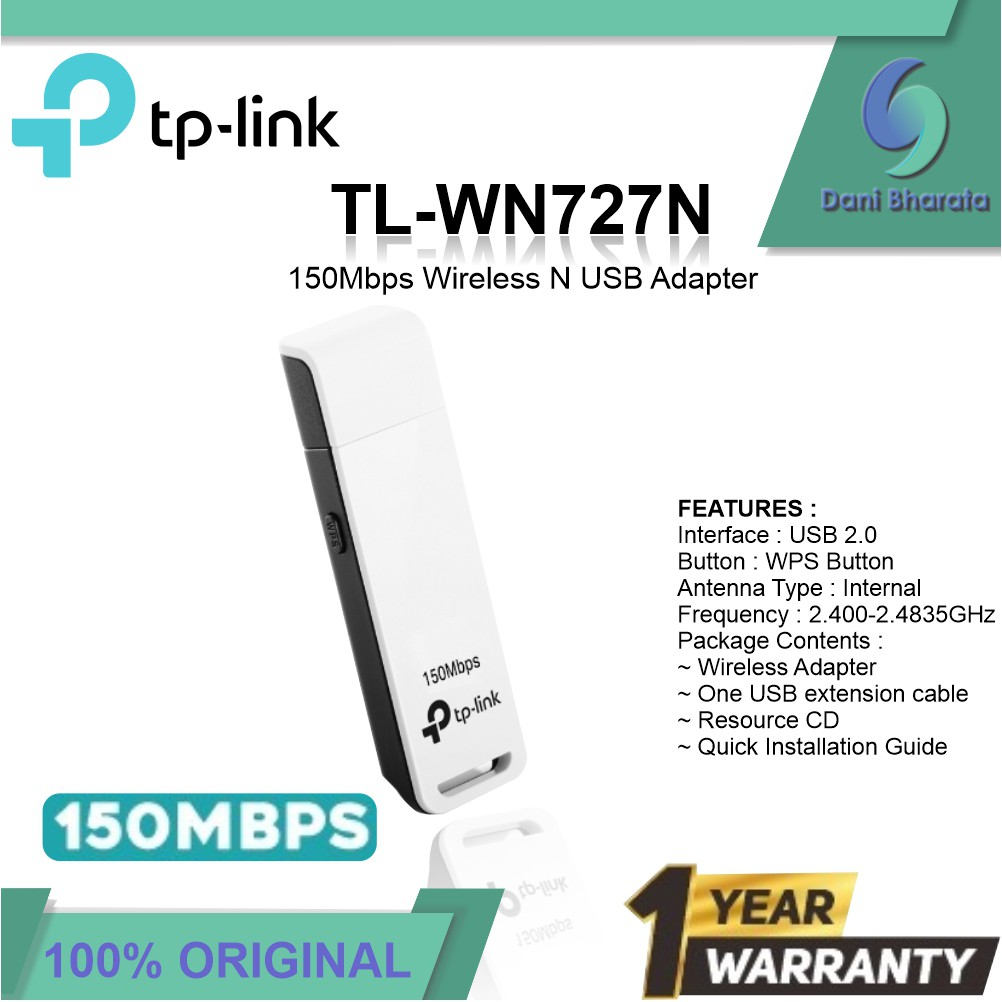 TP-LINK TL-WN727N - 150Mbps Wireless N USB Adapter USB Wifi TP-Link GARANSI RESMI