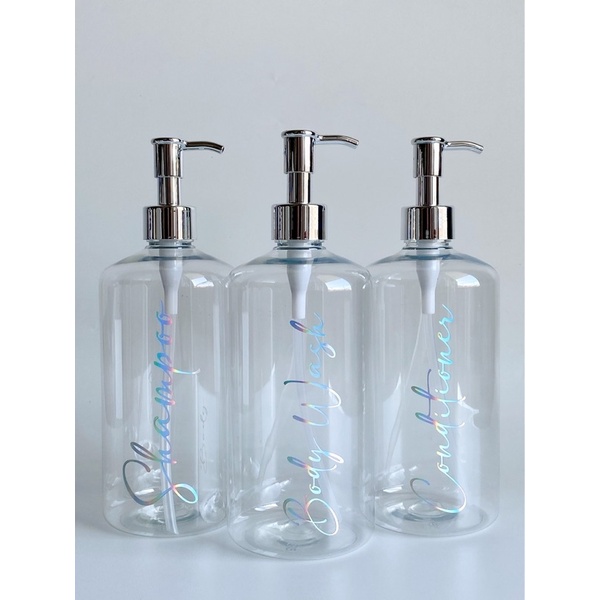 botol BENING 24 HOLO silver LUXURY . aesthetic bottle minimalist refill organizer tempat sabun cair pump estetik