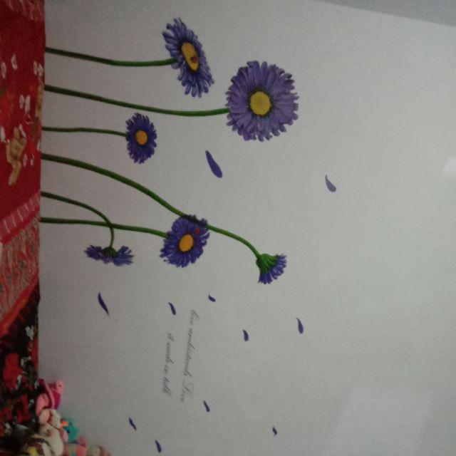 [cod Jatim] Stiker Dinding 68 Flower Purple