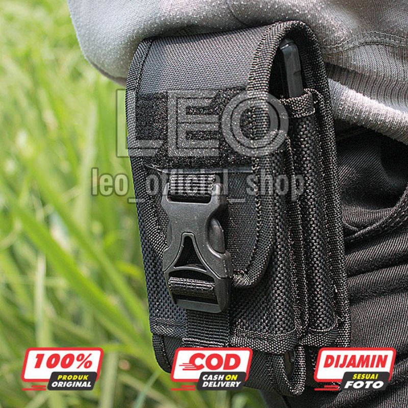 Tempat Sarung Hp Pinggang Kanvas Tas Dompet Handpone Pinggang Doble Slot 6,8inch Sarung Handphone Tas Dompet Pouch hp Hitam Pria Tactical