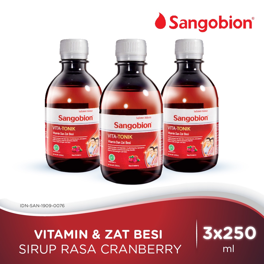 Sangobion Vita-Tonik 250ml [bundle 3 bottles] Vitamin dan Suplemen Zat Besi