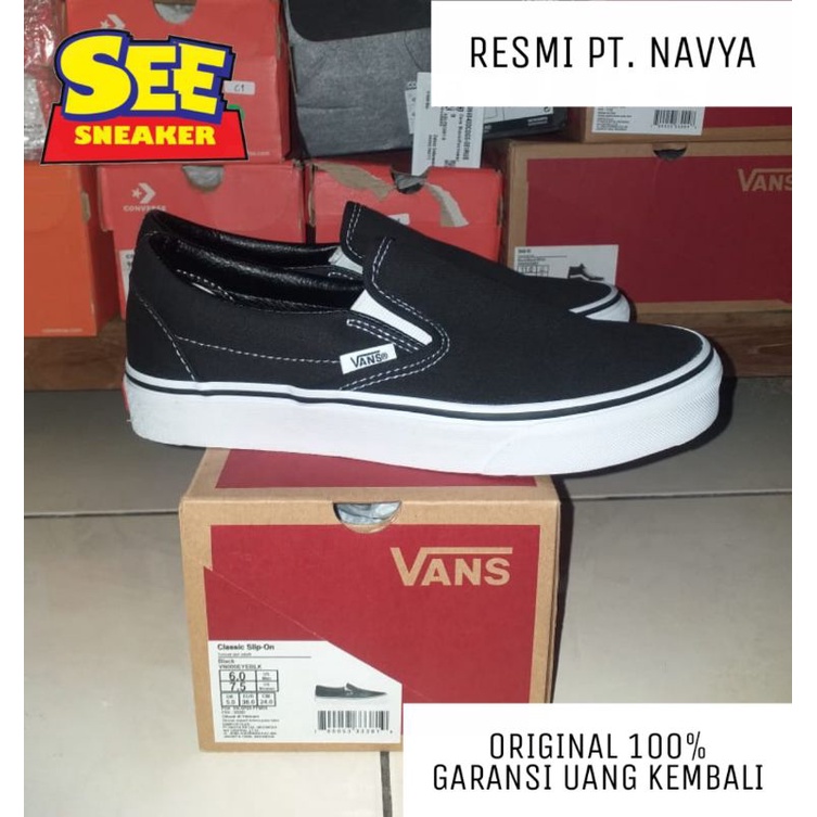 Vans Slipon Black White Resmi Navya