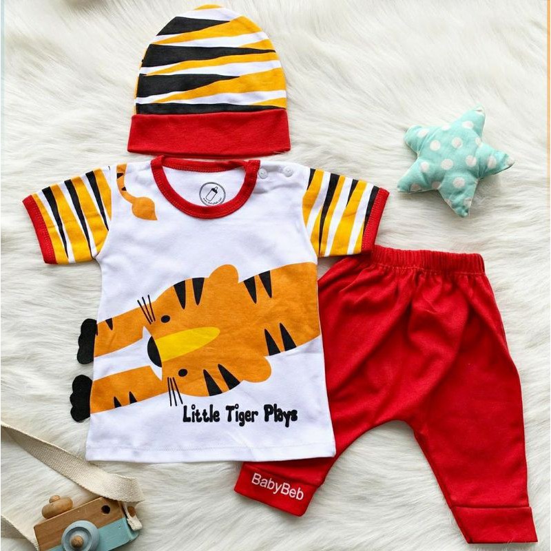 Baju setelan kaos celana topi gambar lucu kekinian fashion anak bayi cowok laki keren murah -tig