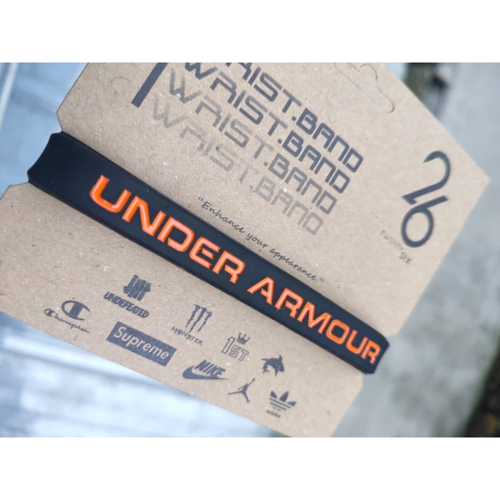 GELANG TANGAN PRIA ORIGINAL WRIST UA  BLACK-ORANGE