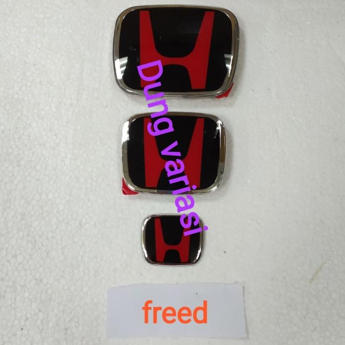 emblem/logo Honda hitam merah + logo stir hitam ORI mobil Freed