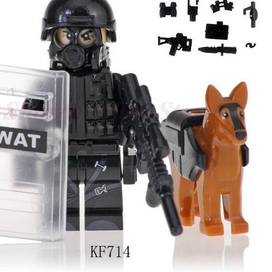 CAS.E-857 Lego SWAT guns plus dog Var 2 NO BOX Police Army Military Tentara Bootleg !,,
