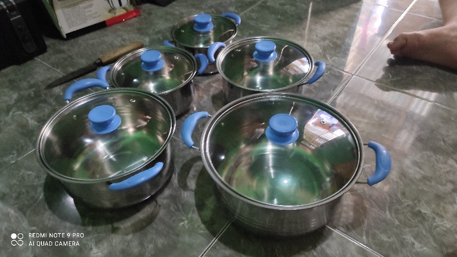 Panci Set Happy Call Stainless 10 Pcs + Tutup Kaca Panci Beranak Tutup Kaca