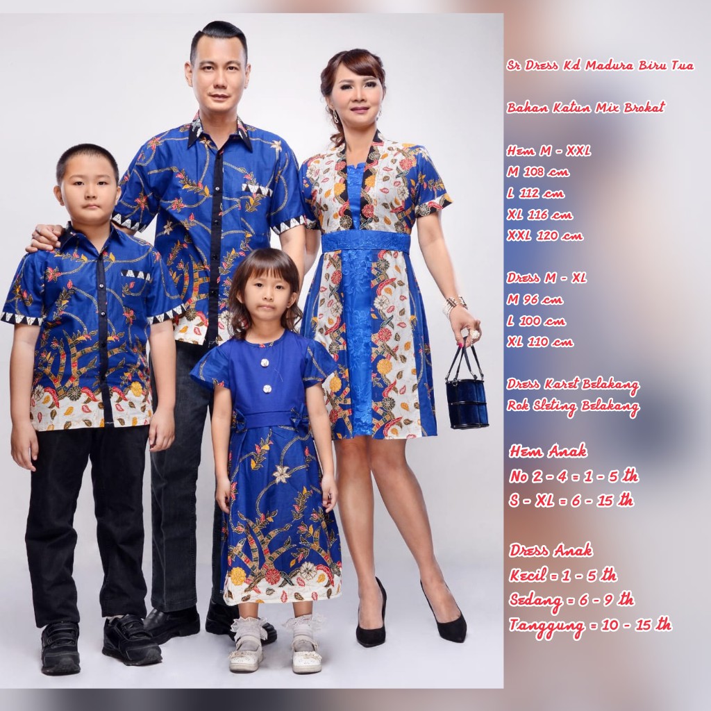 Batik Nusantara Couple Family Dress Krisdayanti (KD) Madura Biru / batik keluarga / OOTD kondangan