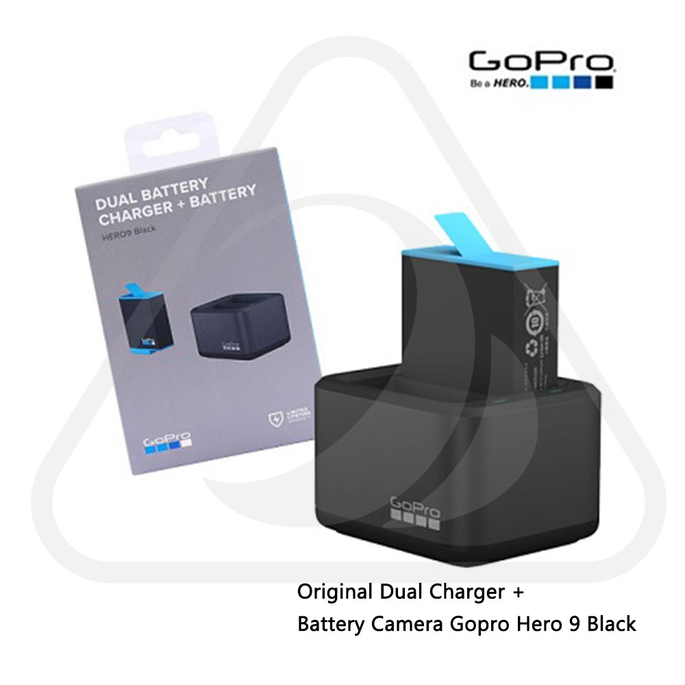 Original Dual Charger + Battery Camera Gopro Hero 9/10 Black Baterai Kamera Action Gopro GARANSI TAM