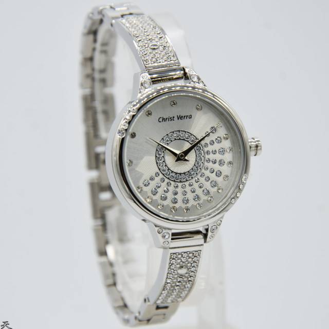 Jam Tangan Wanita Christ Verra 71029L Silver Rantai Original Murah