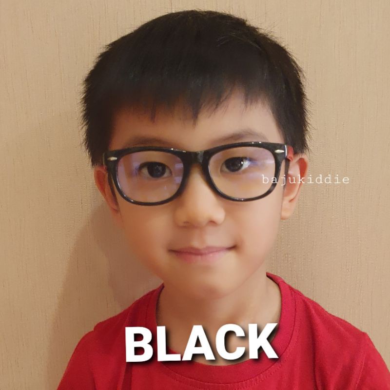 KACAMATA ANAK ANTI RADIASI GADGET COMPUTER LAPTOP HP BLUERAY BLUE LIGHT + UV PROTECTION-Black