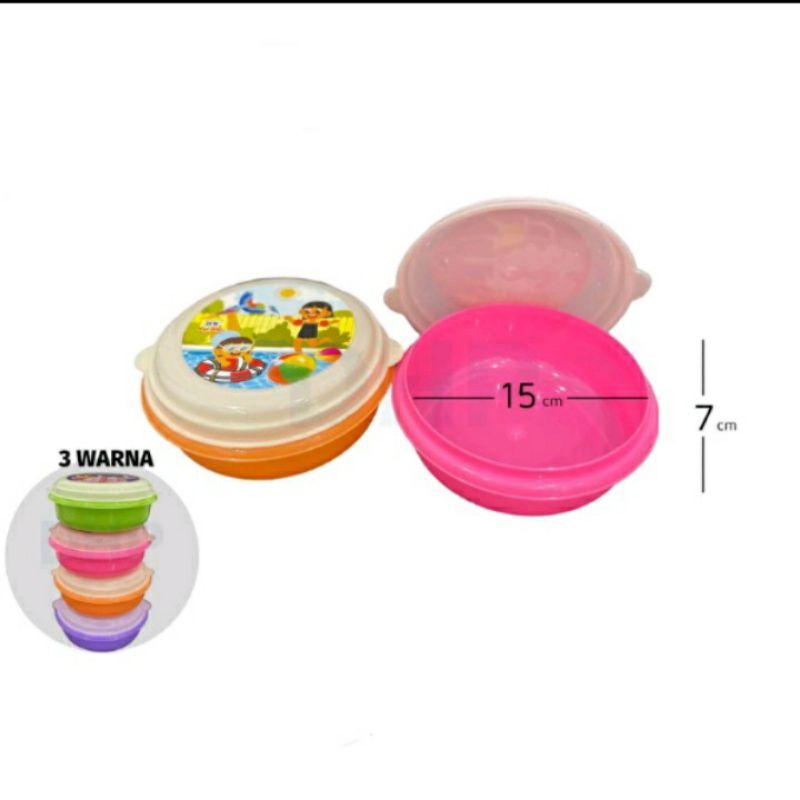 Kotak makan ompreng bulat bali D15 tempat bekal warna warni