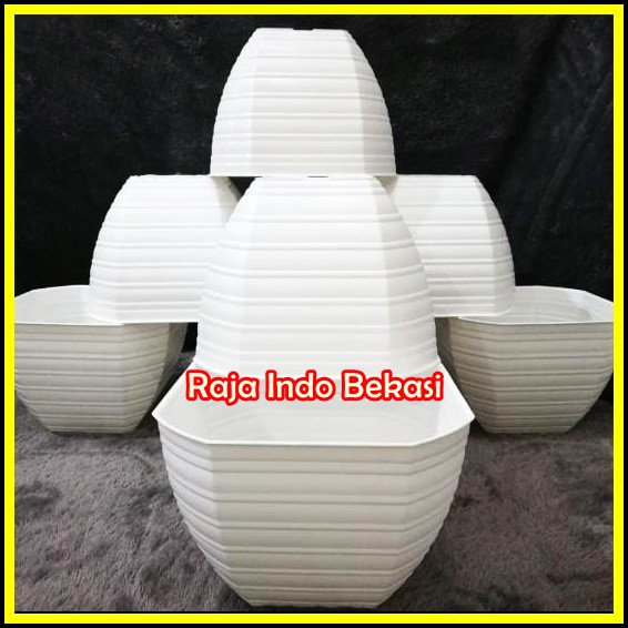 Asli 30 Cm Pot Tawon 30 Kotak Tip / Tawon 30 Cm Pot Kotak Putih Besar Pot Segi Delapan Putih 30CM