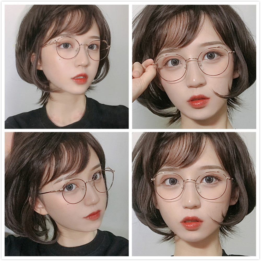 【COD Tangding】Anti-blue Light Flat Mirror Metal Frame Round Frame New Eyeglasses