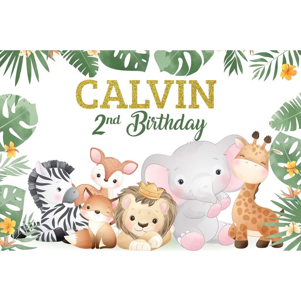 Spanduk /Banner / Backdrop Ulang Tahun Anak Custom | Gratis Desain |KEBUN BINATANG /ZOO/ANIMAL BANNE