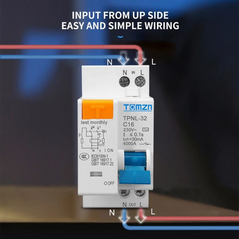 MCB RCBO 6A 10A 16A 20A 25A 32A ELCB DPNL TPNL 230 V 1 P -N Residual current Circuit breaker dengan lebih pendek