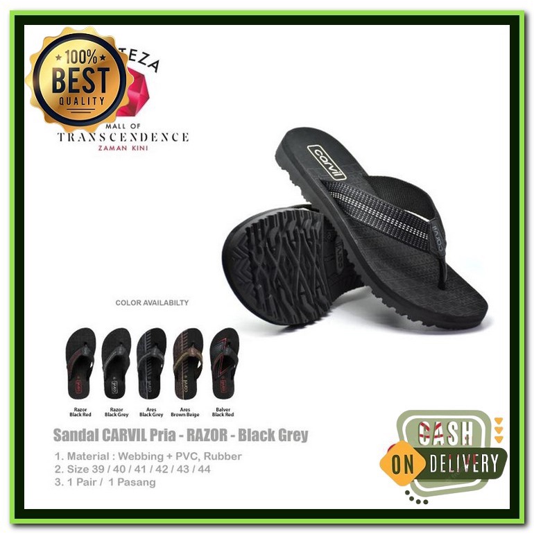 Carvil Sandal Jepit Pria Original - Sendal Anak Muda Cowok Asli Ukuran 38-44 - Sandal Flip Flop Casu