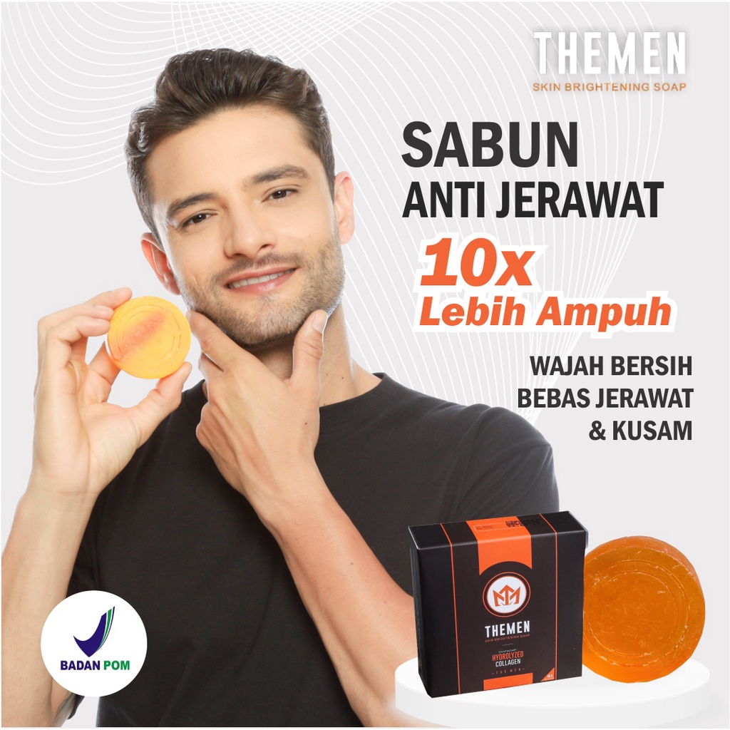 TERAMPUH Sabun Pria Penghilang Jerawat Pemutih Kulit Wajah PALING CEPAT & AMPUH Sabun Themen Skin Br