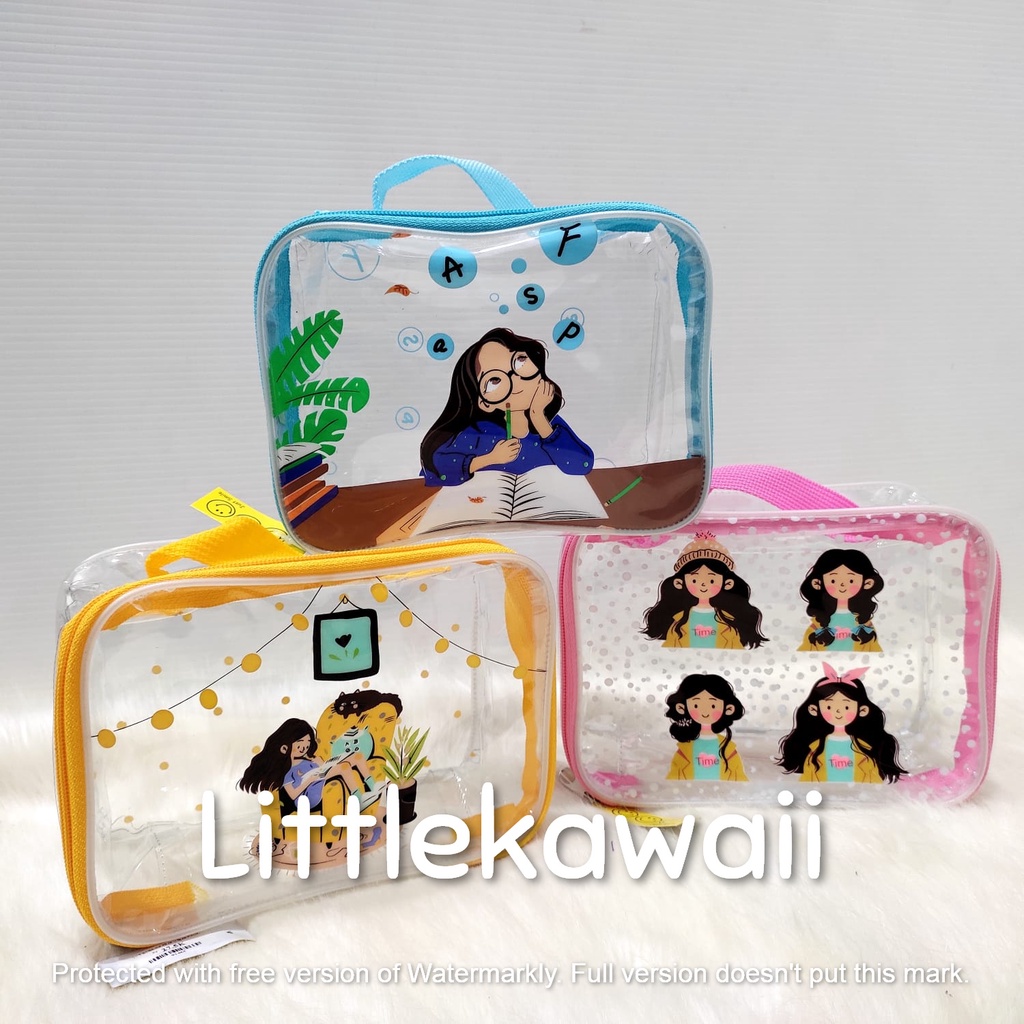 LK/Tas Pouch Make Up Girly Quotes Mika Kosmetik Cewek Remaja Wanita Serbaguna Tenteng Atas