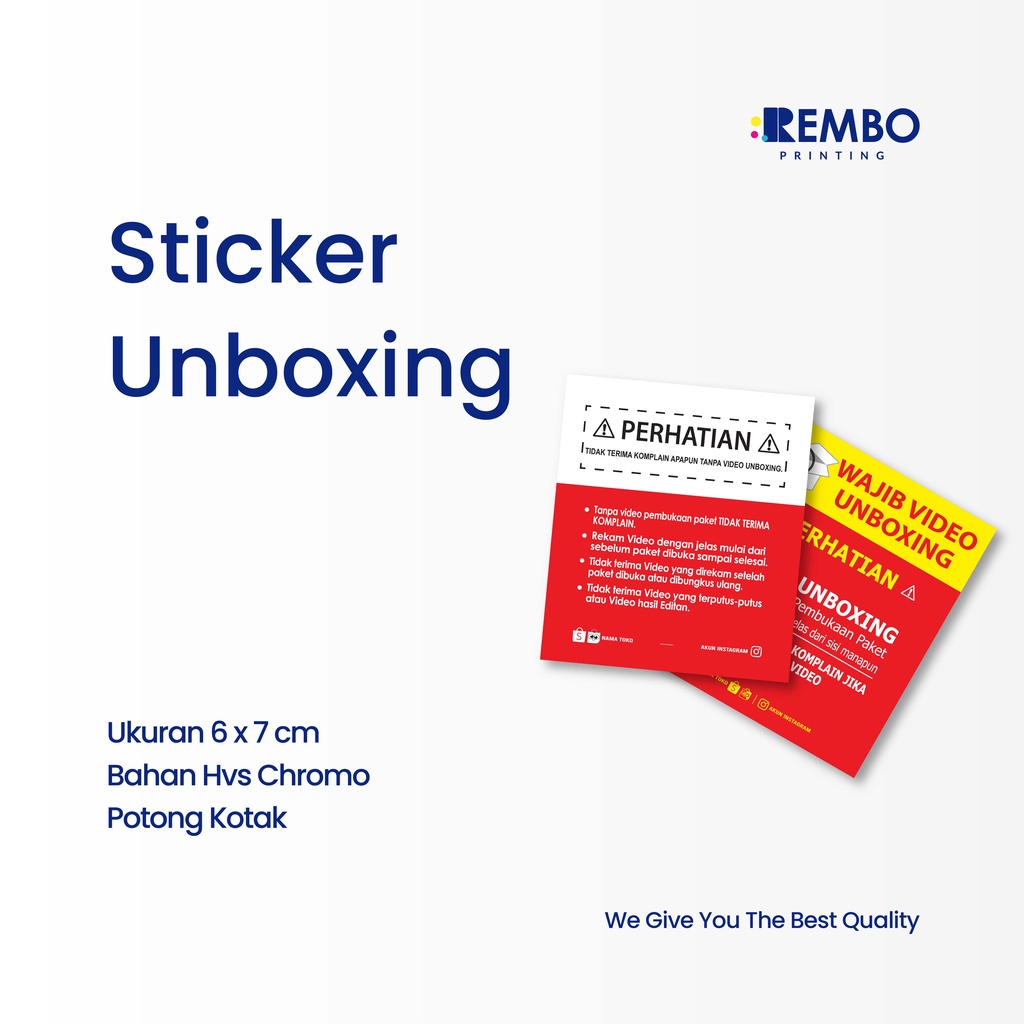 STICKER UNBOXING / STIKER PERINGATAN / STIKER VIDEO UNBOXING / STIKER PENGIRIMAN CHROMO