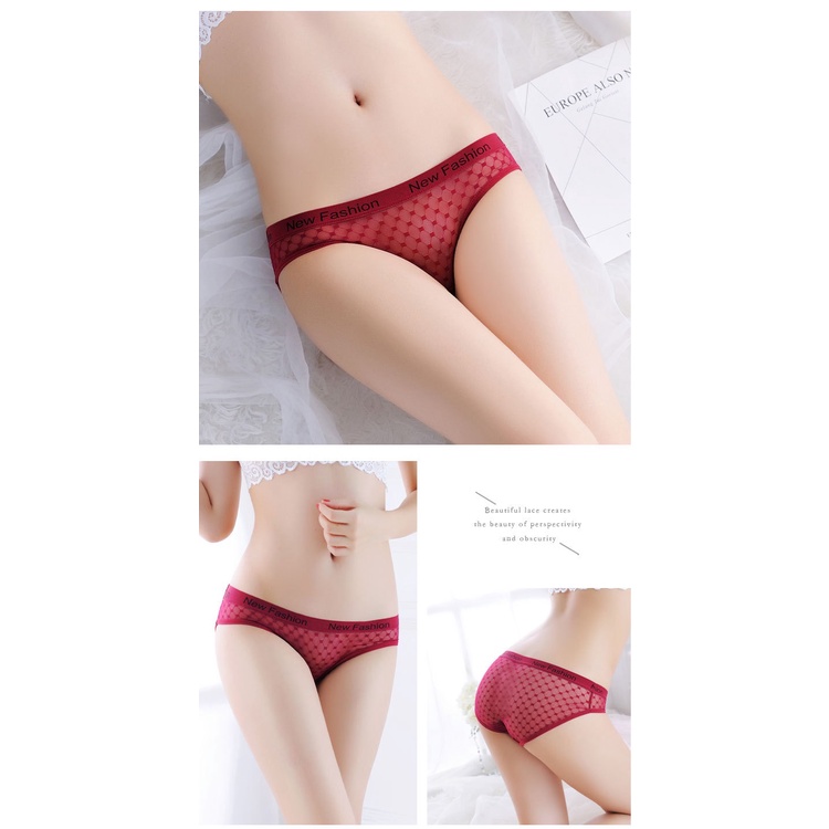 Celana Dalam Brief Wanita Renda transparan Sexy Low Waist Celana 3C158