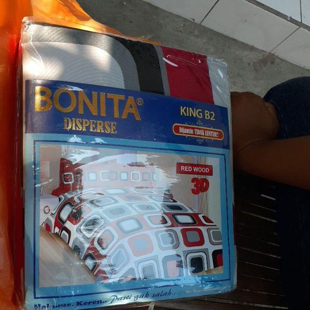 Sprei Bonita King 180 Cm X 200 Cm Corak Red Wood