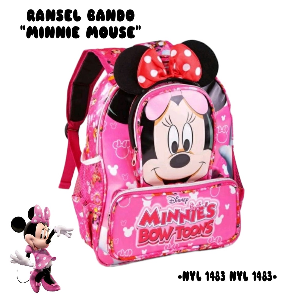 Tas Ransel Anak Backpack Mickey Mouse + Bando PG PAUD super premium berkualitas Minie mouse playgroup