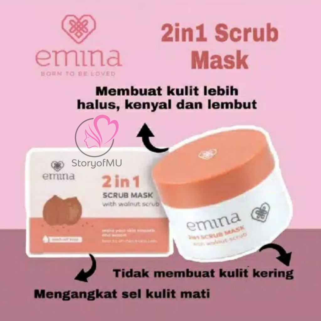 ✿ELYSABETHME✿ ˜”*°• emina •°*”˜. emina 2in1 face scub with wallnut scrubbing wajah leher dengan ekstrak kacang alami herbal organik