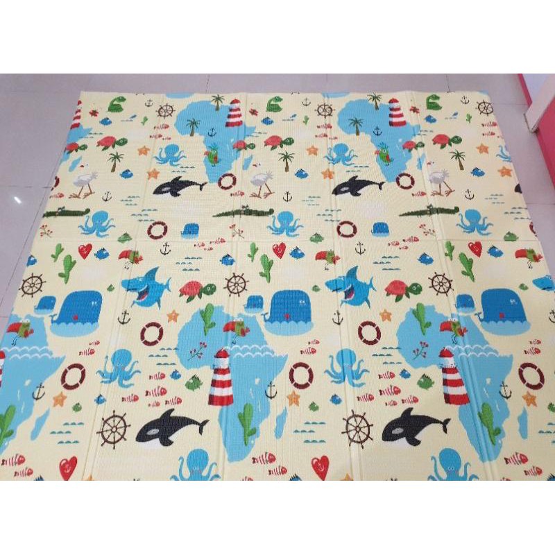 PLAYMAT SHIMANO MATRAS LIPAT ANAK BAYI JUMBO SIZE 200x180CM KARPET LIPAT MATRAS BAYI PLAYMATE KARPET Sugarbaby Foldable Baby Playmat (Nature Series) / Playmat Lipat Anak / Karpet Lipat Bayi / Matras Bayi PLAYMAT KARPET LIPAT MATRAS BAYI PLAYMATE KARPET-Sea N Friends