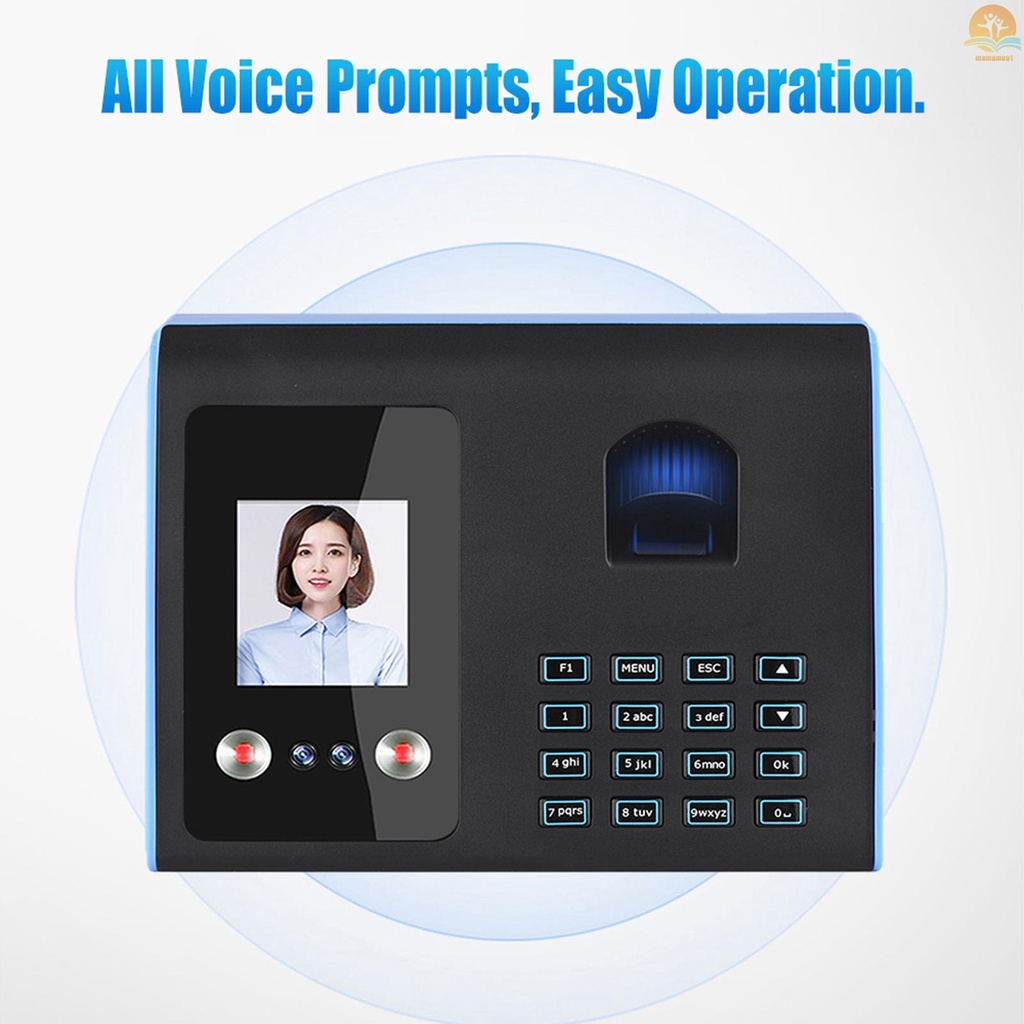 Intelligent Attendance Machine Face Fingerprint Password Recognition Mix Biometric Time Clock for Employees with Voice Broadcast Function Support Multi-language