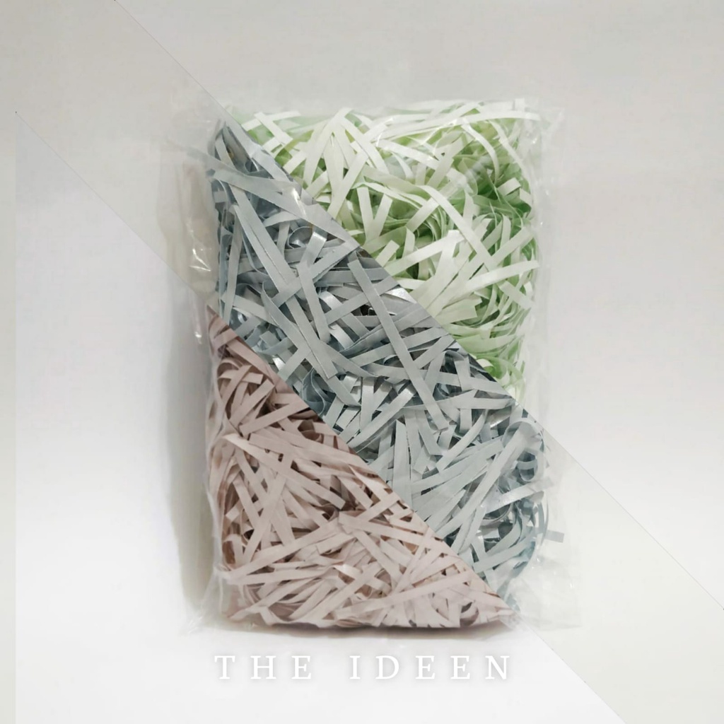 THE IDEEN - SHREDDED PAPER 30 GRAM |WARNA-WARNI | KERTAS CACAH POTONG KUALITAS PREMIUM | STRIP SERUT WARNA-WARNI ISIAN BOX HAMPERS PACKING PINK BIRU HIJAU