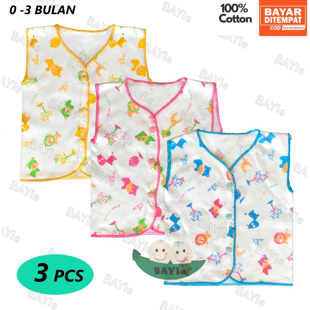BAYIe - 3 Pcs Baju Bayi KUTUNG New Born 100% Katun Motif TABUR NECI RYN umur 0-3 bulan
