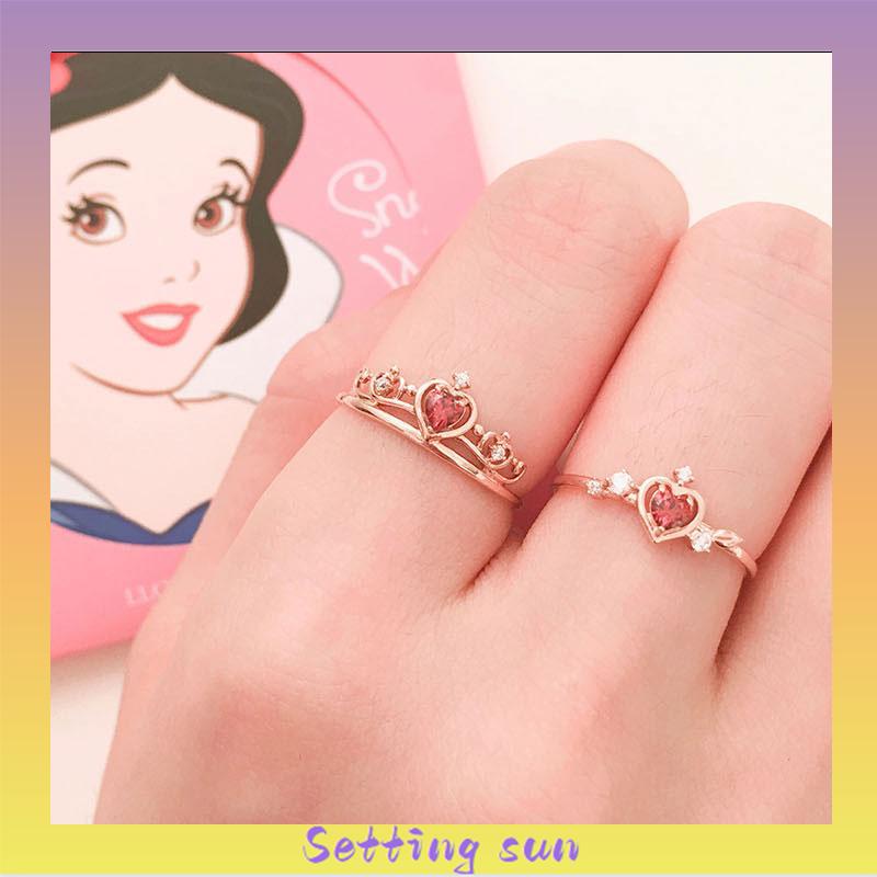 Ready Stock Ring Adjustable Disney Princess Ring 925 Silver Open Crown Ring Version Korea TN