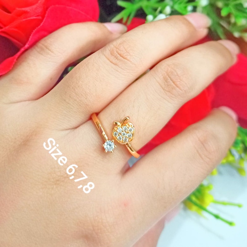 Cincin Dewasa TITANIUM Permata Simpel Perhiasan Wanita Korea (COD)