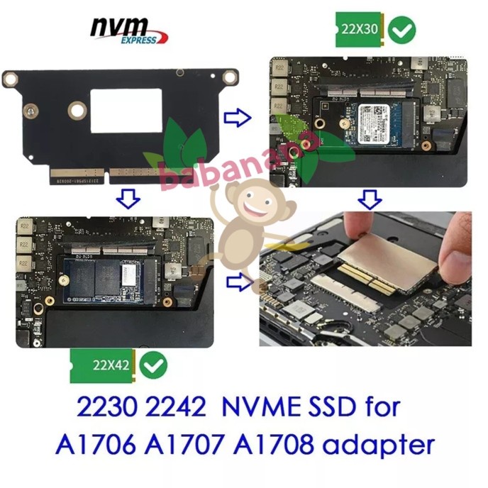 Adapter M.2 NVME SSD FOR A1708 MACBOOK PRO 2015 2016 2017 CONVERTER M2 NVME NGFF ADAPTOR KONVERTER CARD UPGRADE KIT