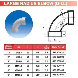 Jual Large Radius Elbow Rucika Dll Inch Shopee Indonesia