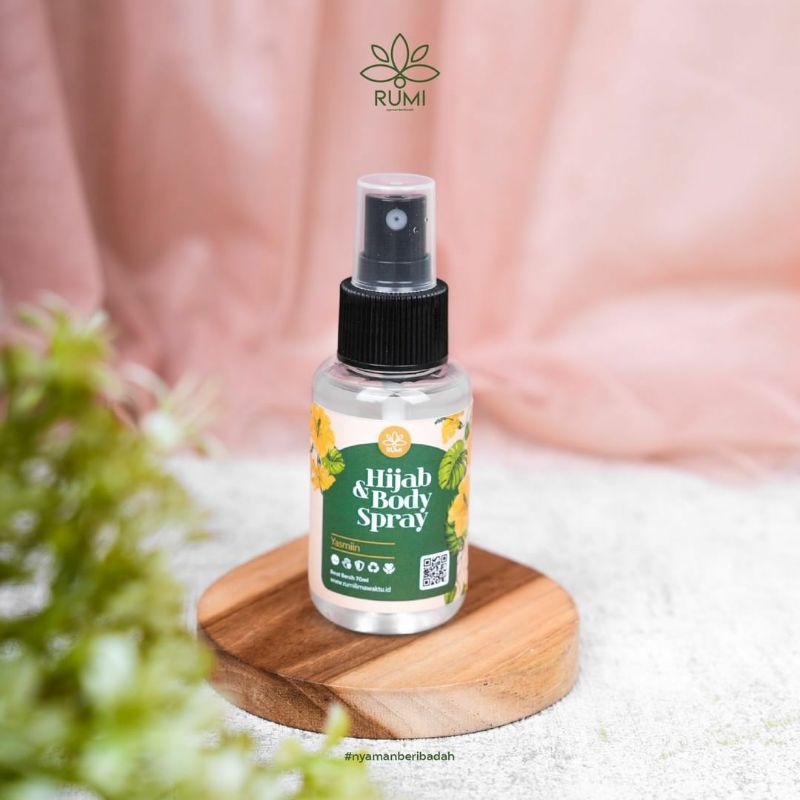 Hijab &amp; Body Spray Minyak Wangi Parfum Yasmiin Halal Rumi Lima Waktu Pengharum Badan