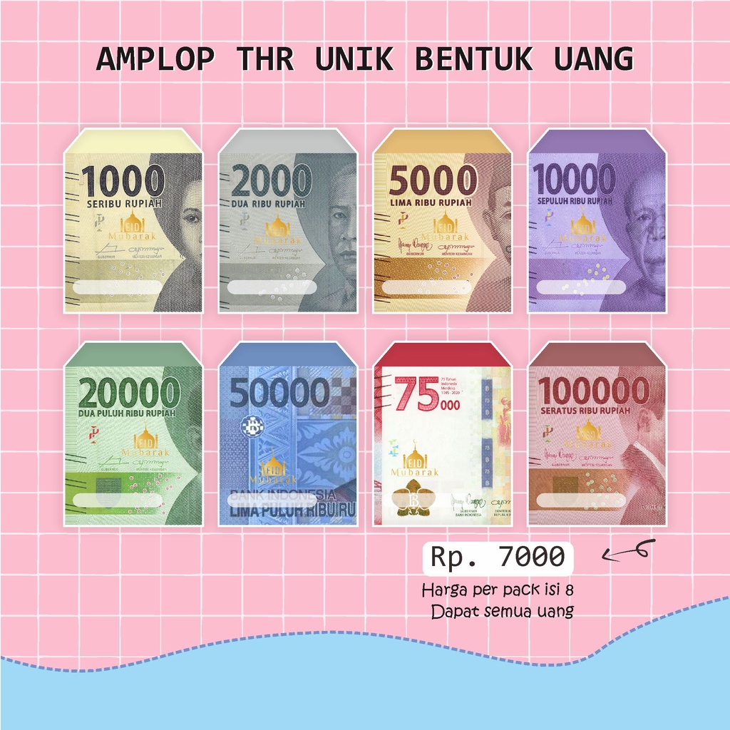 

AMPLOP THR UNIK 1PACK ISI 8 // ANGPAO BENTUK UANG // AMPLOP LEBARAN