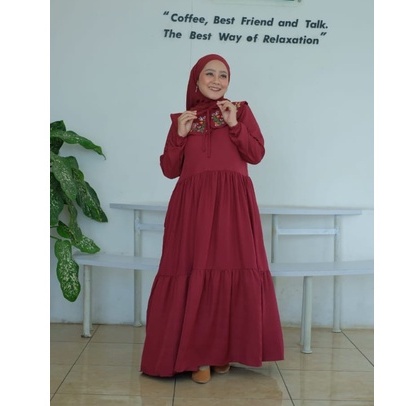 AMARA DRESS BORDIR SUSUN TIGA KEKINIAN DRESS MIDI DRESS