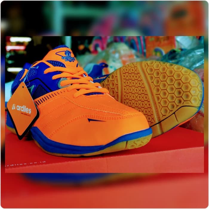 Sepatu Badminton -- Ardiles Fleximo-- Oranye Biru