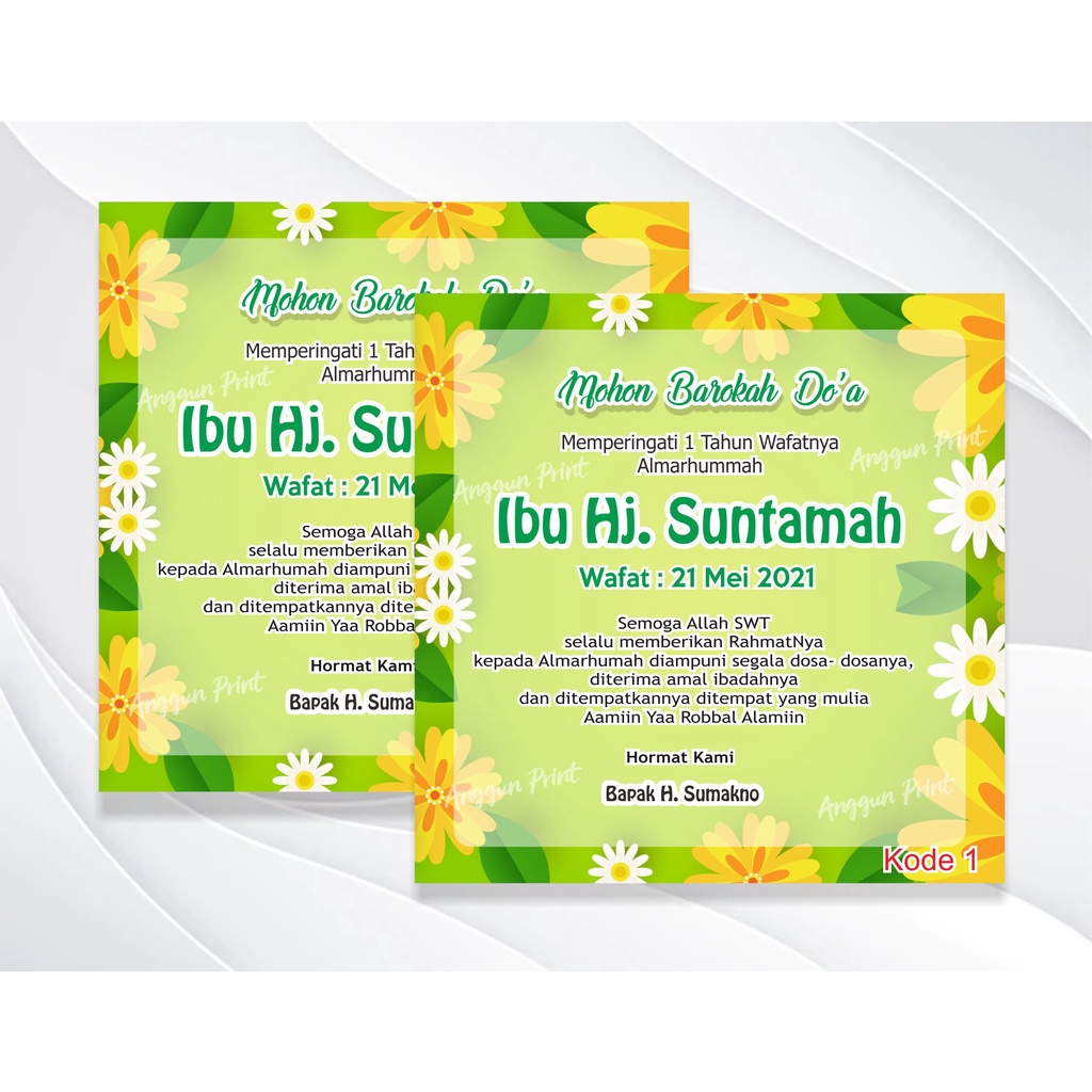 Kartu Ucapan Haul Tahlil / 40 hari / 1000 hari