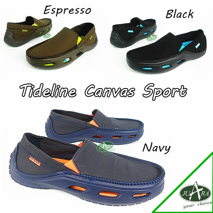 sepatu pria , sepatu pria crocs tideline sport canvas , crocs pria
