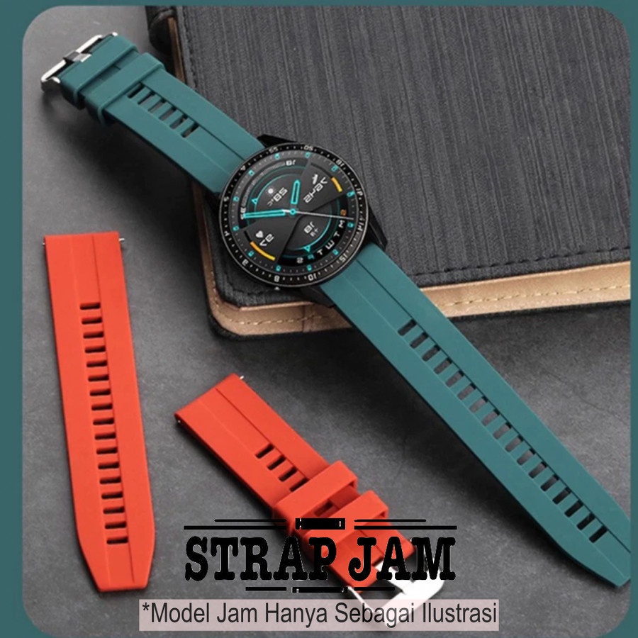 XLF Tali Jam Tangan Advan StartGo R1 Pro - Strap 22mm Rubber Silikon Dengan Buckle Silver