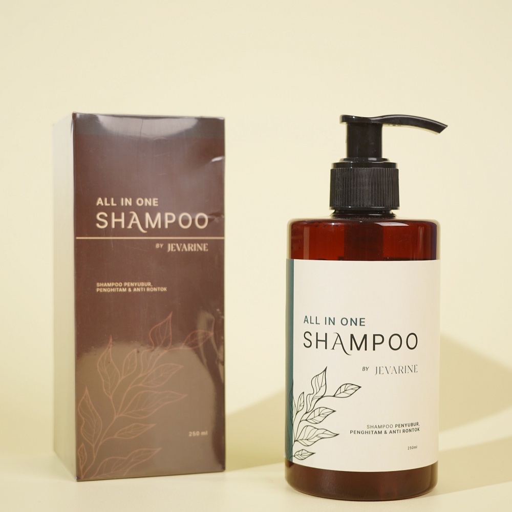 Shampo Jevarine All In One Shampoo Original Jevarine Efektif Menumbuhkan Rambut - Shampoo Anti Rontok, Penyubur Rambut, Penghitam Rambut, Penghilang Ketombe, Anti Ketombe, Anti Uban, Penghilang Uban, Mengilangkan Uban, Hitam Alami