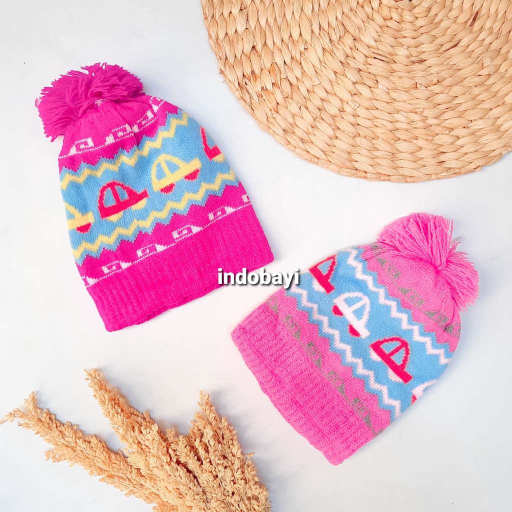 INDOBAYI Kupluk Rajut Motif Mobil uk 0-24bl