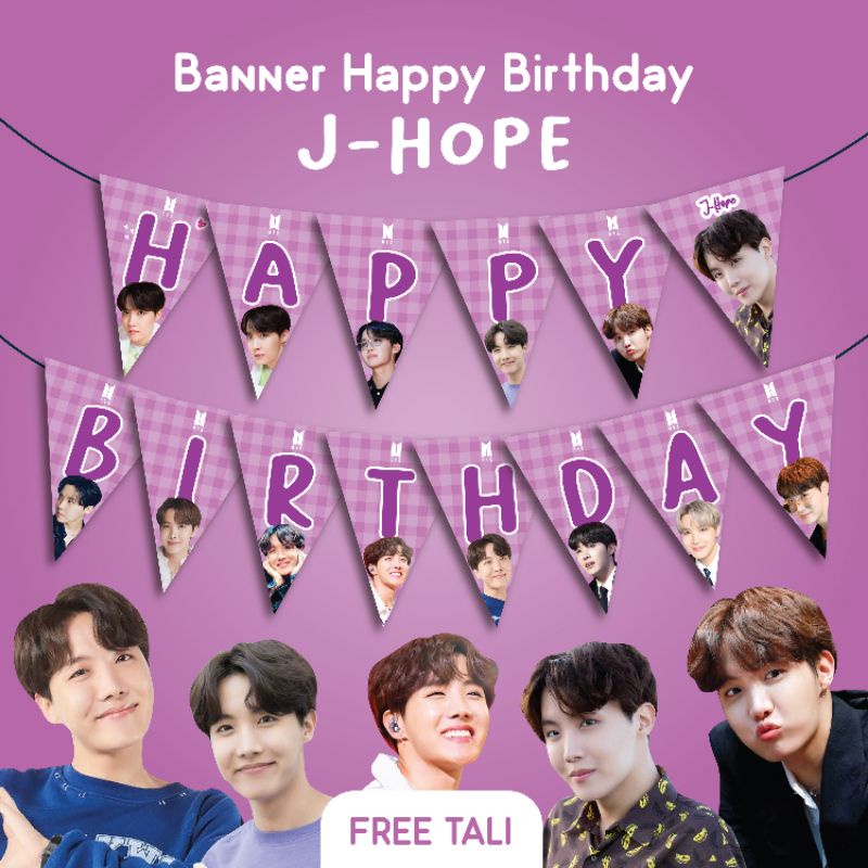 BANNER HAPPY BIRTHDAY J-HOPE BTS DEKORASI HIASAN DINDING MANG HBD ULANG TAHUN DEKORASI ULTAH TOPPER 