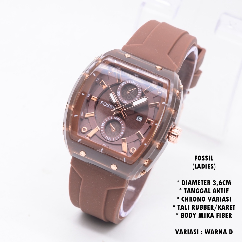 (BISA COD) JAM TANGAN WANITA F-029 FASHION TALI RUBBER BODY OVAL TANGGAL AKTIF