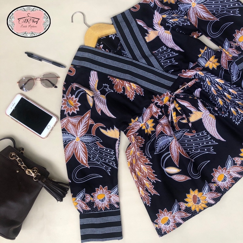 Blus Seragam Batik Wanita Kerja Modern Bahan Katun Primisima Mix Lurik