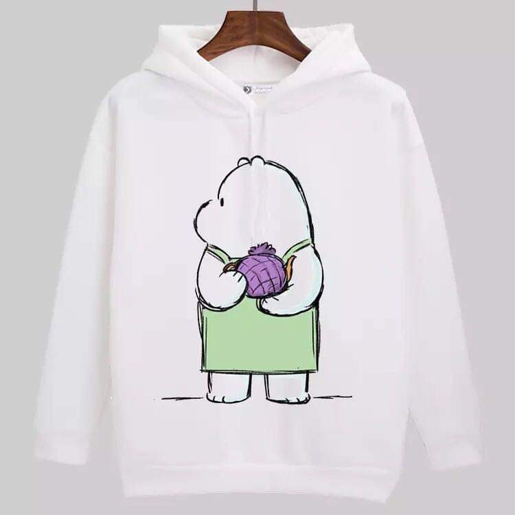 Manda Fashion - Sweater Hoodie Wanita/Cewek We Bare Bears Waiting For You Bahan Babyterry Size L-Waiting